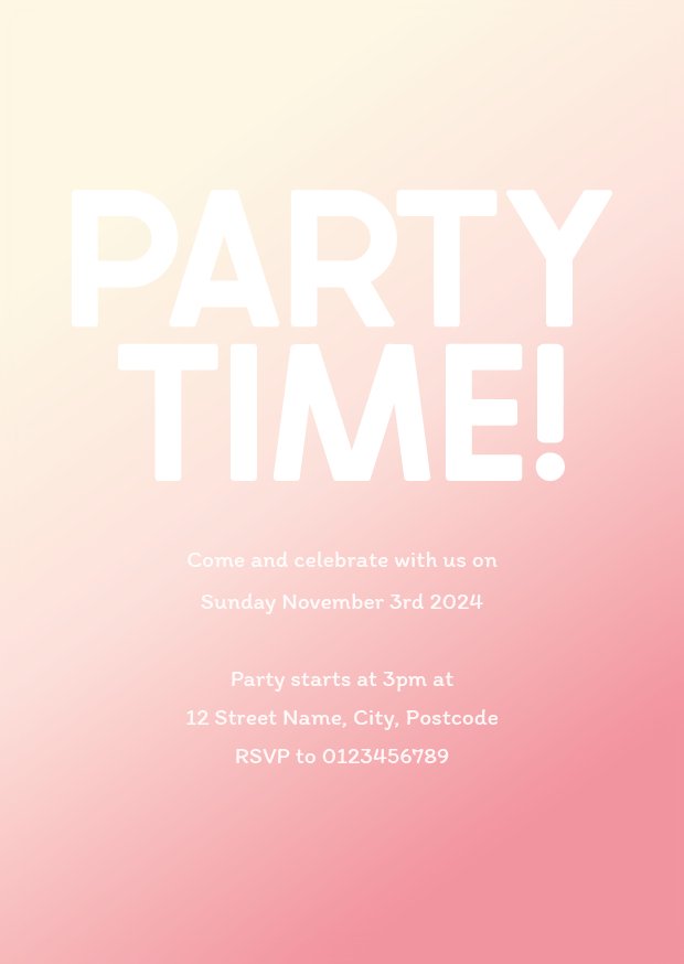 Party Time Invitation - Sherbet Lemon