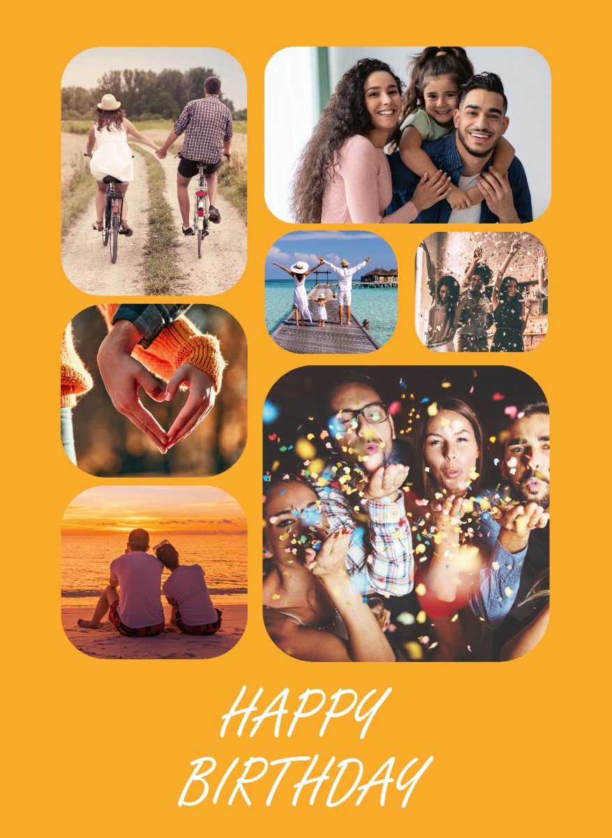 Birthday Collage Orange Background - Sherbet Lemon