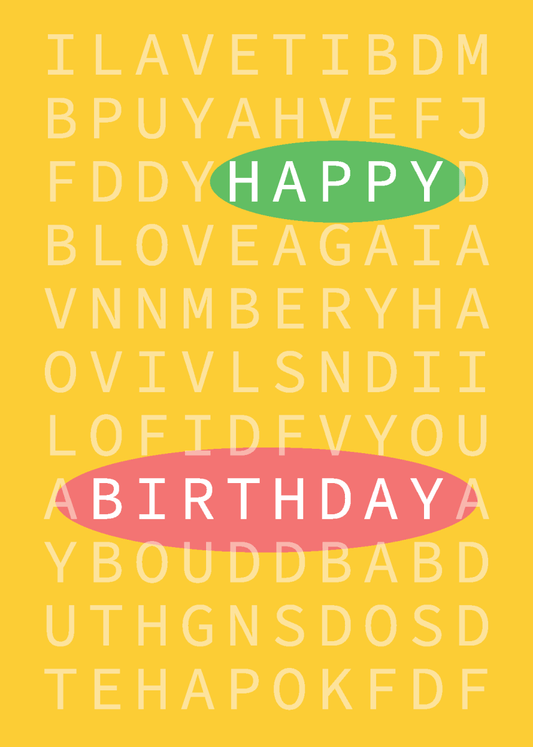 Birthday Wordsearch - Sherbet Lemon