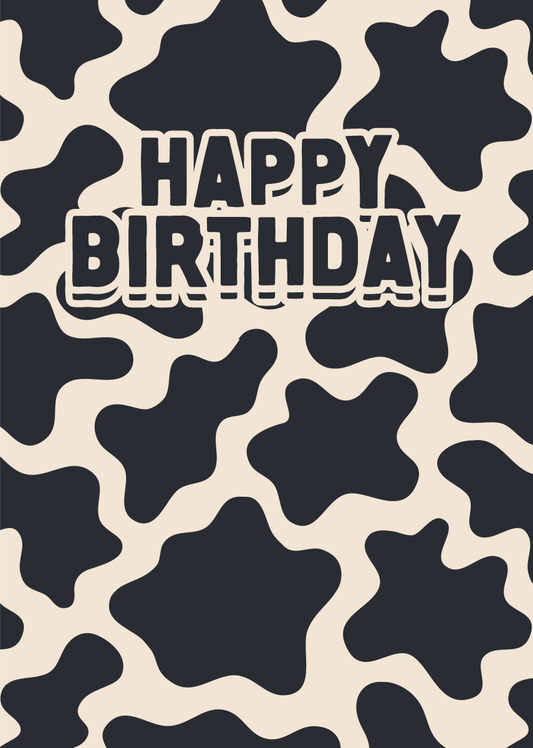 Cow Print Happy Birthday - Sherbet Lemon