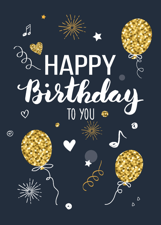 Gold Birthday Balloons - Sherbet Lemon
