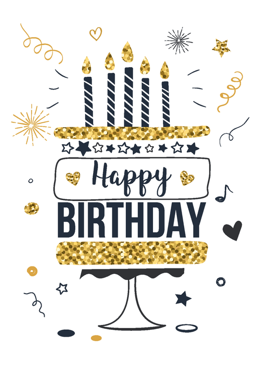 Gold Birthday Cake - Sherbet Lemon