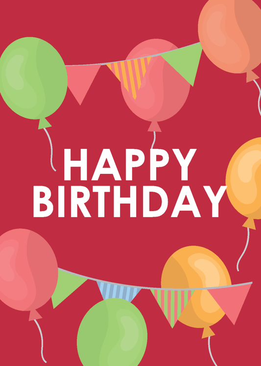 Happy Birthday Bunting and Balloons - Sherbet Lemon