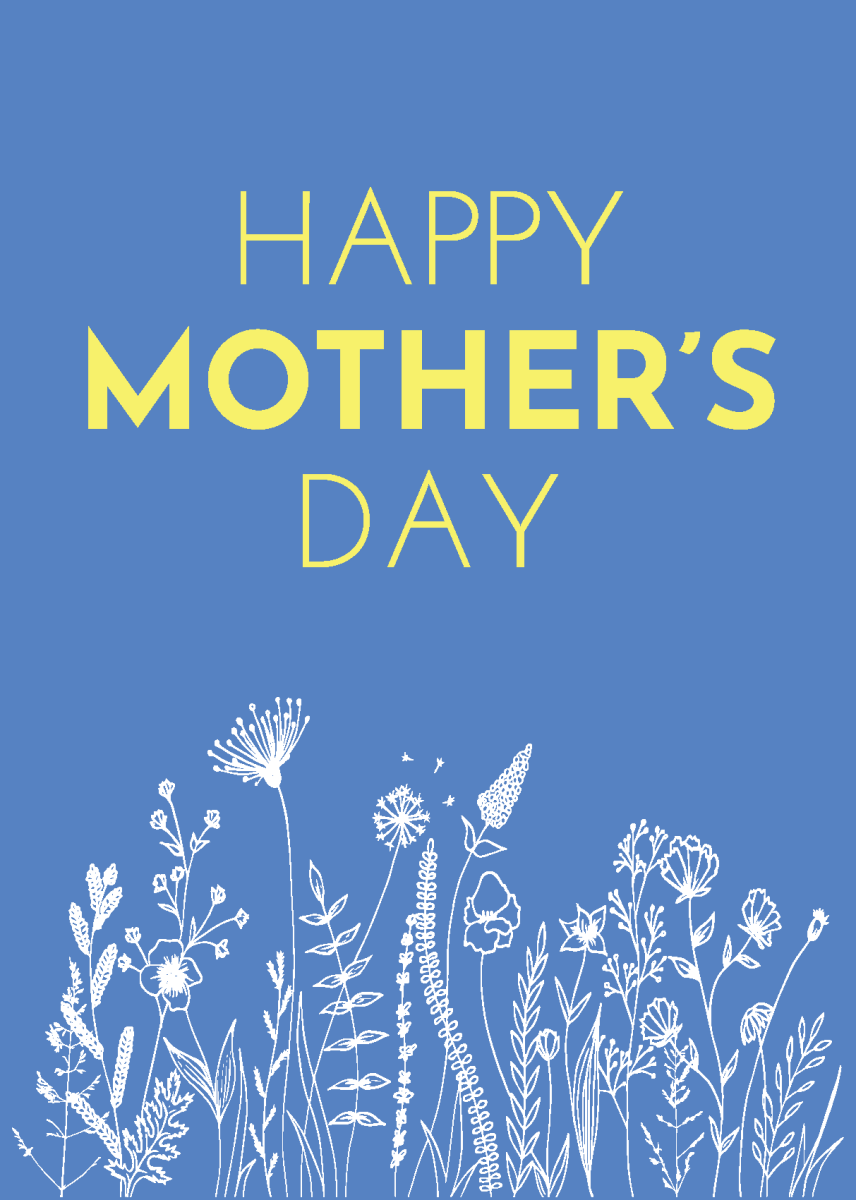 Happy Mother's Day Floral Line Art - Sherbet Lemon