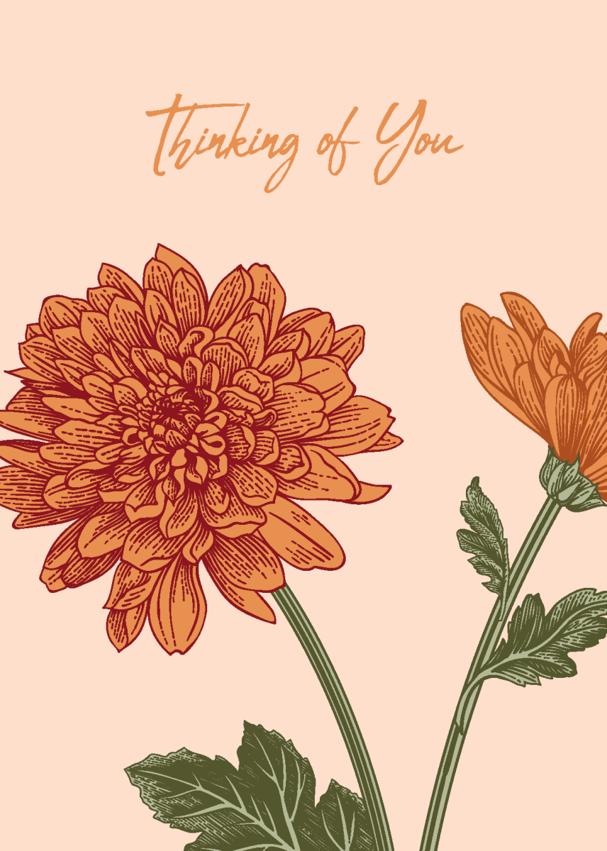 Thinking of You with Orange Chrysanthemum - Sherbet Lemon