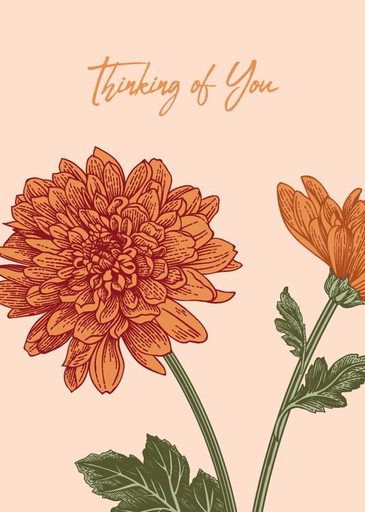 Thinking of You with Orange Chrysanthemum - Sherbet Lemon