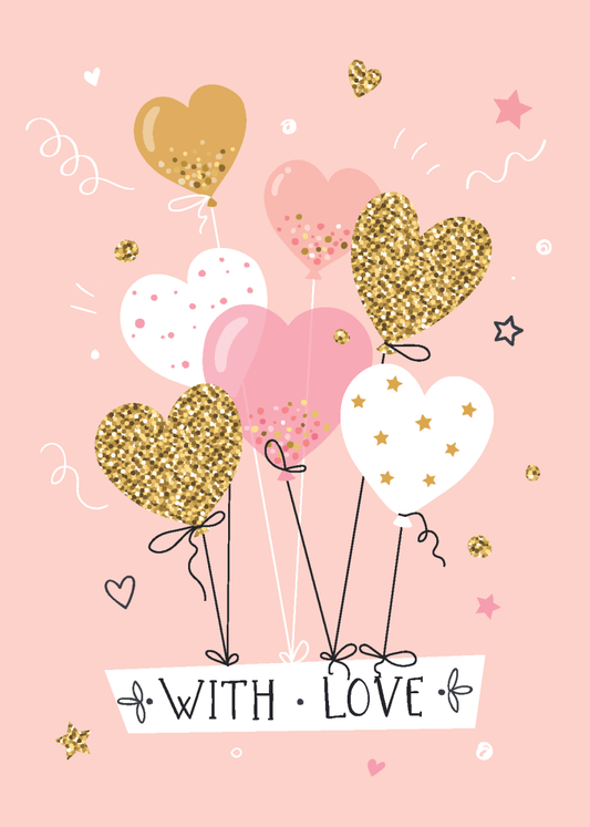 With Love Heart Balloons - Sherbet Lemon